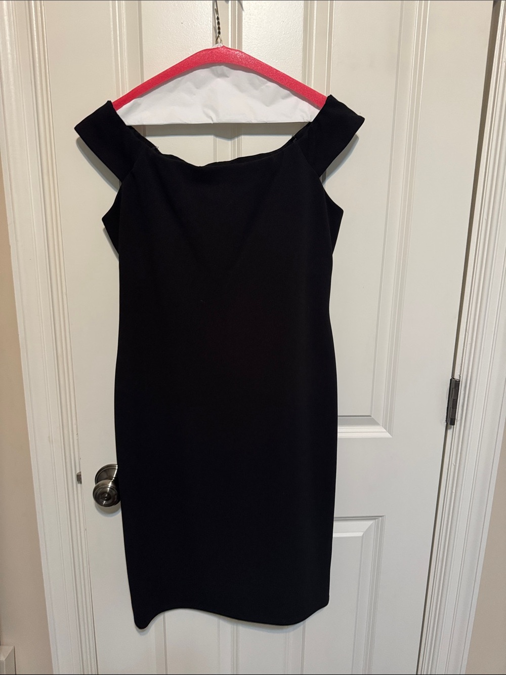 Eliza J Black off the Shoulder Sheath Dress 10